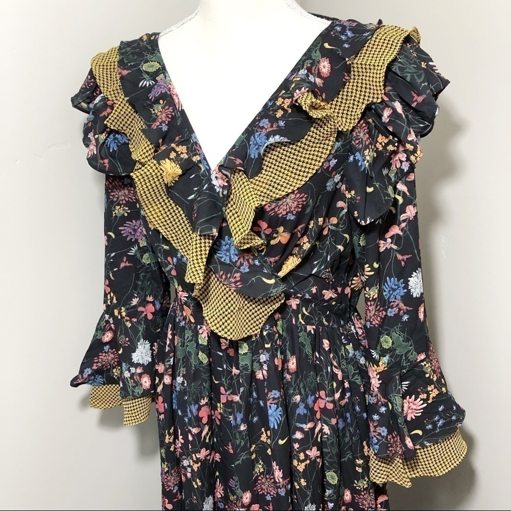 TOV Floral Houndstooth Ruffle High/Low Dress - Picture 4 of 6